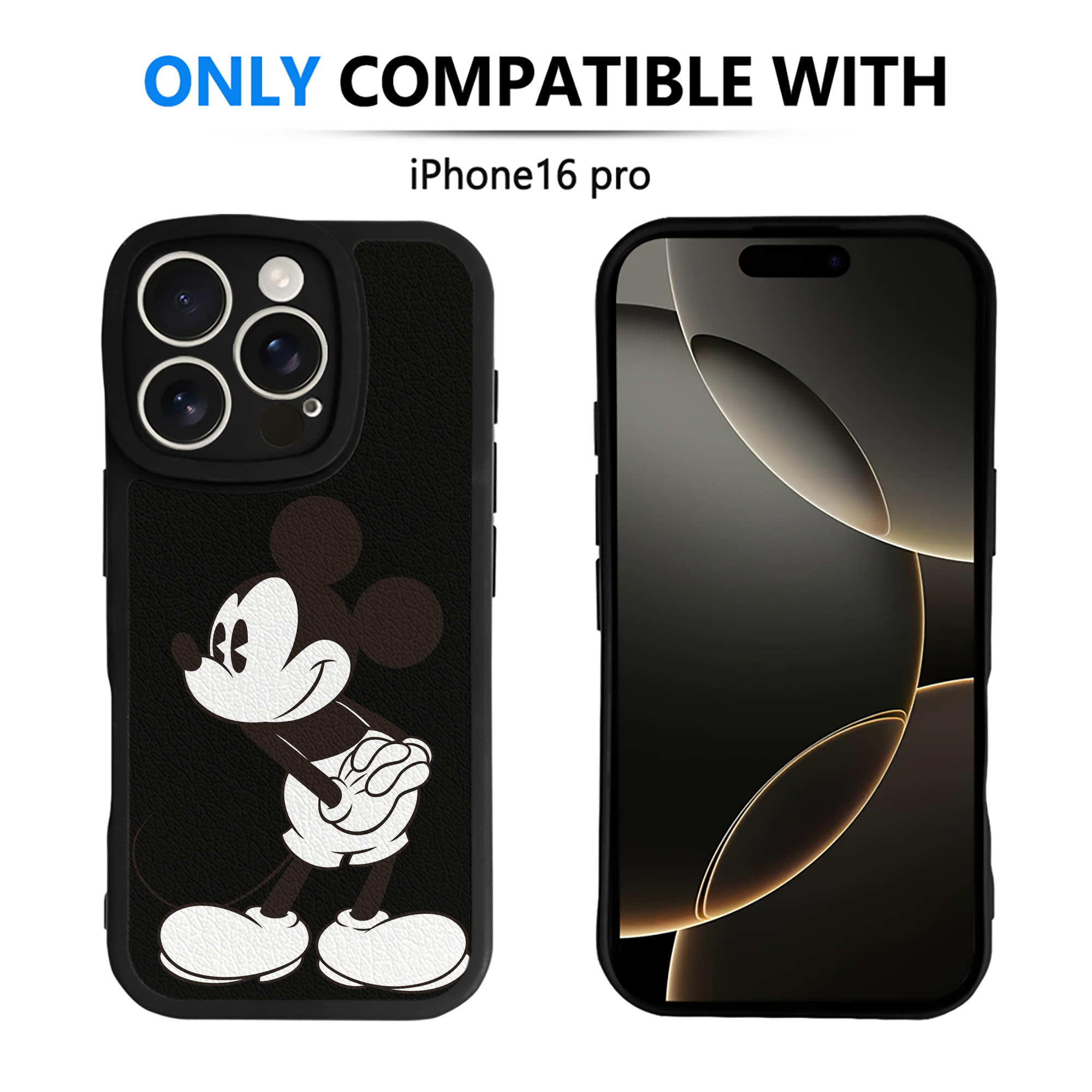 （画像用） ミッキーマウス Mickey Mouse 【iPhone 16シリーズ対応】シリコンスマホケース（レザー調） 材質：シリコン